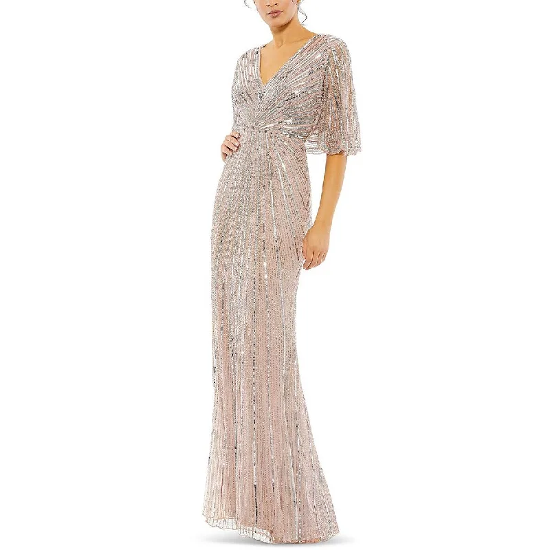 Womens Sequined Maxi Evening Dress