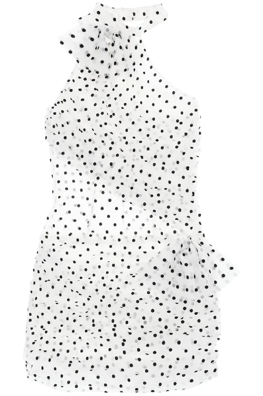 Alessandra Rich Women's One-Shoulder Mini Dress In Polka