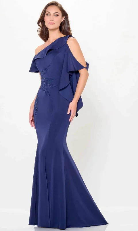 Cameron Blake CB3237 - Ruffle Draped One Shoulder Evening Gown