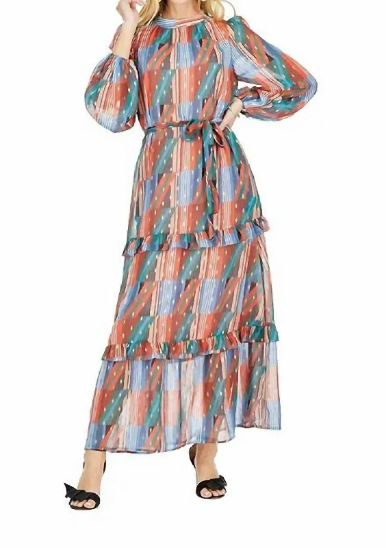 Geo Stripe Maxi Dress In Multi