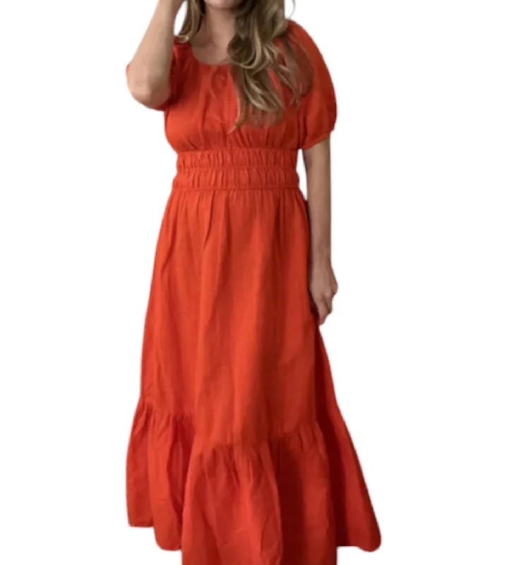 Bea Maxi Dress In Hot Orange