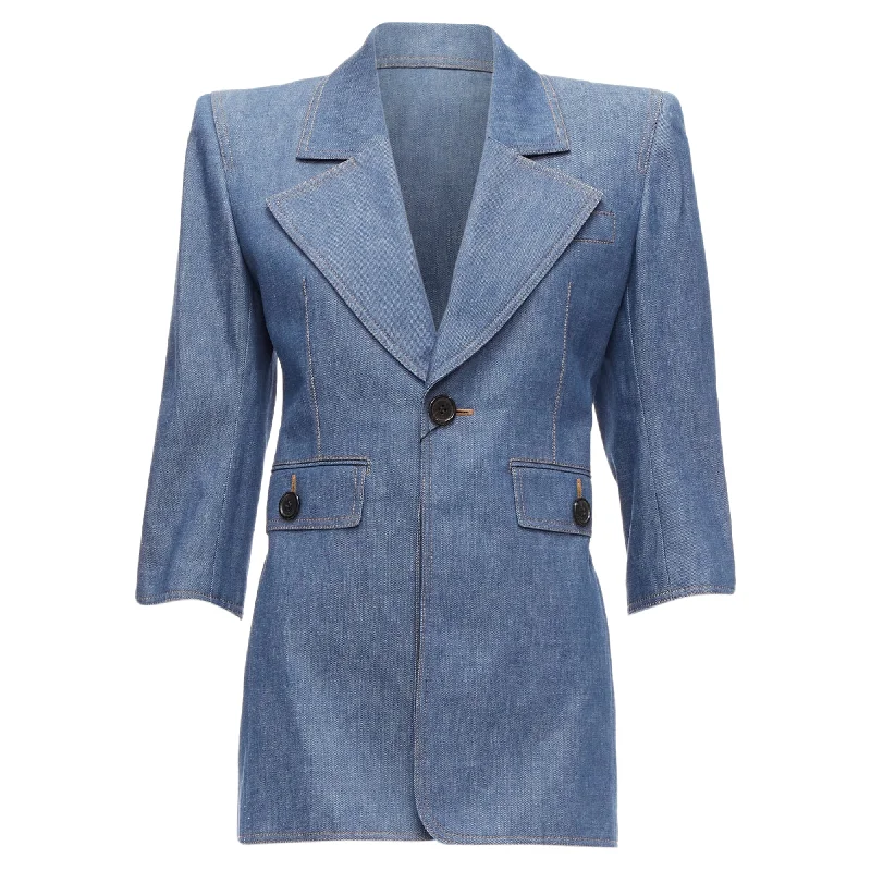 Saint Laurent denim Power shoulder blazer mini dress