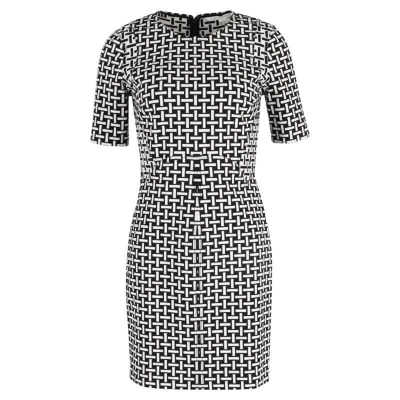 Diane Von Furstenberg Basket Weave Mini Fitted Dress in Multicolor Polyester