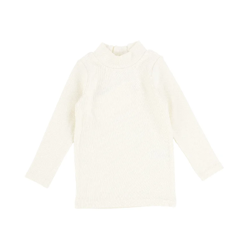 Lil Legs Ribbed Mock Neck - Ivory