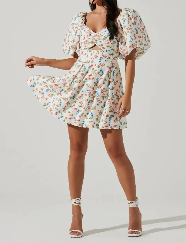 Serilda Mini Dress In White Floral