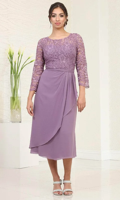 May Queen MQ2100 - Quarter Sleeve Lace Formal Dress