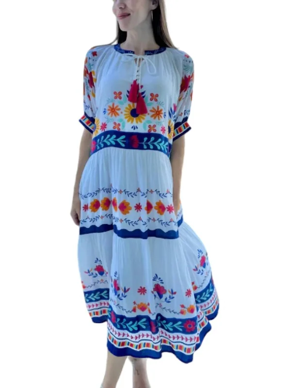 Paros Midi Dress In Aegean White