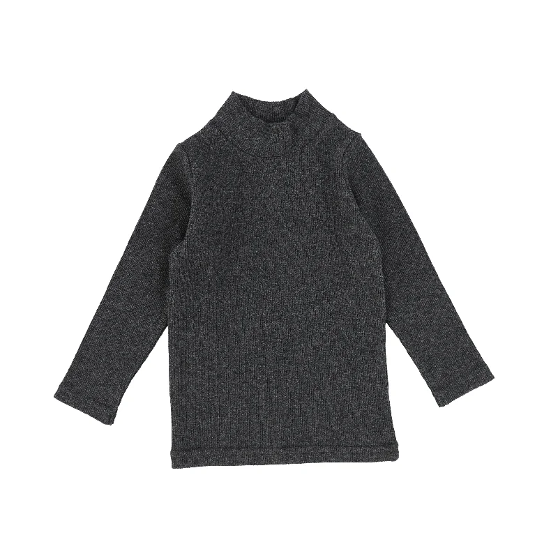 Lil Legs Ribbed Mock Neck - Heather Grey