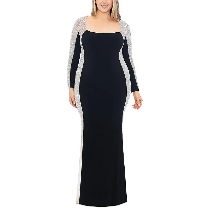 Plus Womens Beaded Layered Maxi Dress