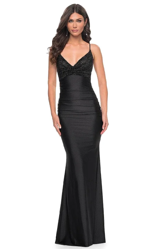 La Femme 32319 - Sleeveless Open Tie-Back Prom Gown