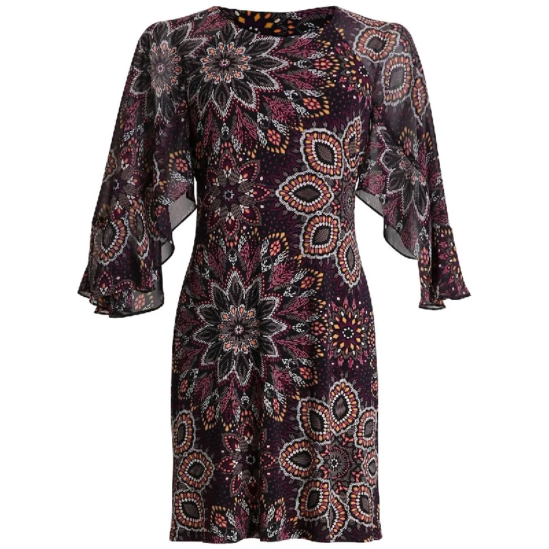 Plus Womens Mini Printed Fit & Flare Dress