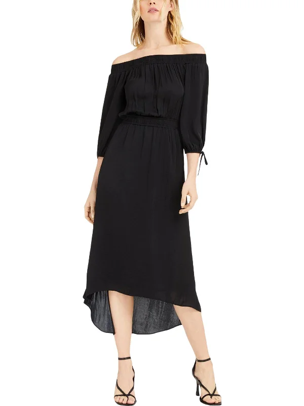 Womens Hi-Low Off-The-Shoulder Maxi Dress