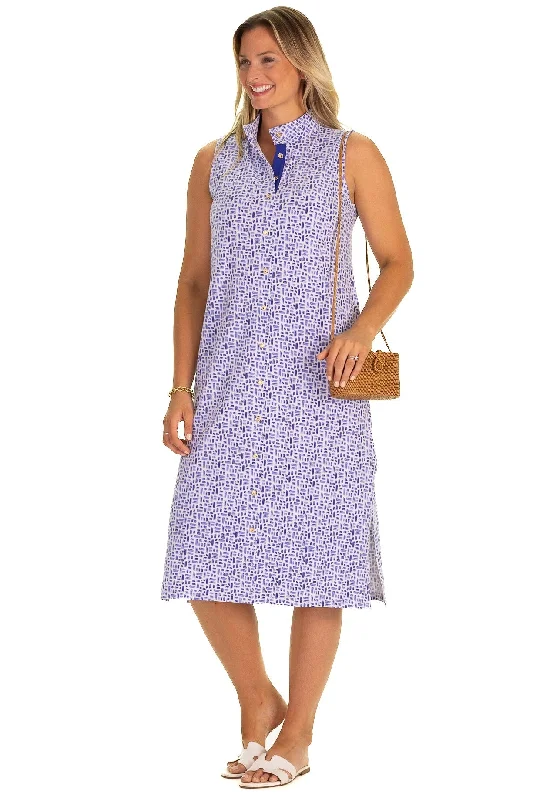 The Midi Kerry Dress in Blue Basketweave