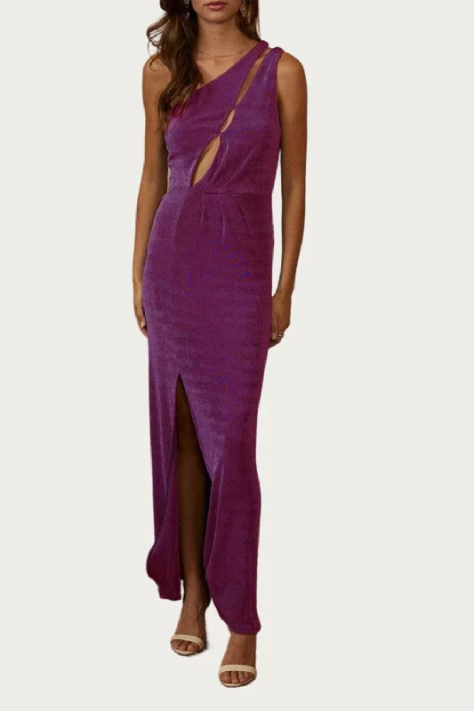 One-Shoulder Stretch-Jersey Cutout Maxi Dress In Orchid