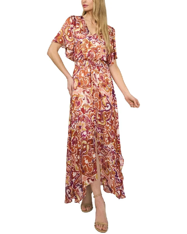 CeCe Smocked Waist Flutter Sleeve Maxi Dress