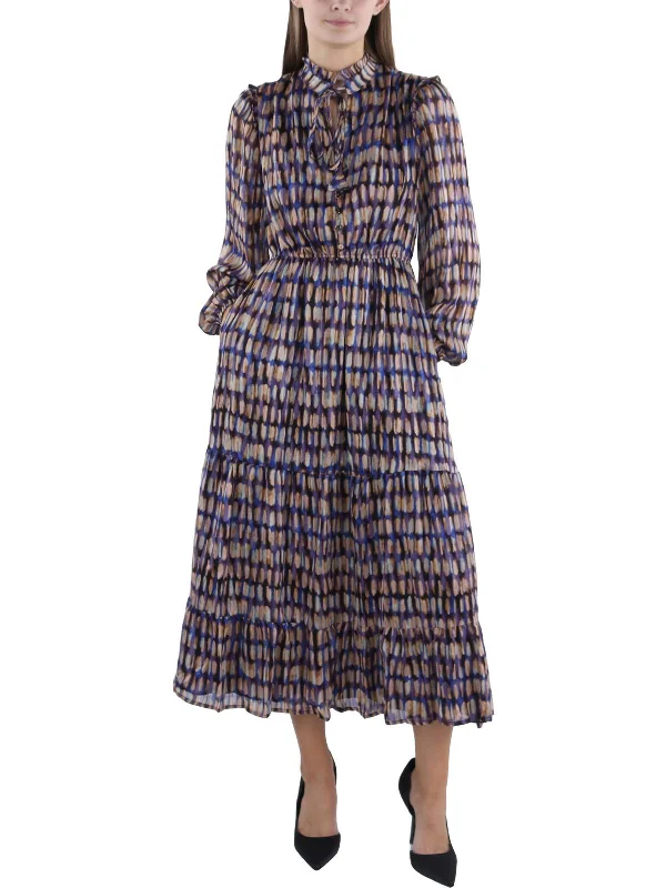 Womens Printed Tea Length Maxi Dress