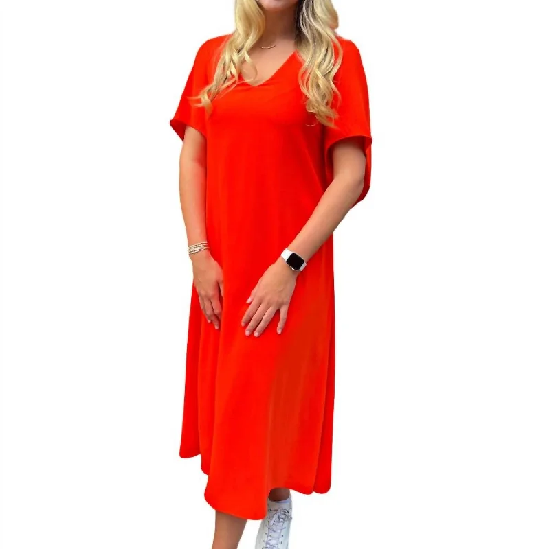 Meredith Midi Dress In Cherry Tomato