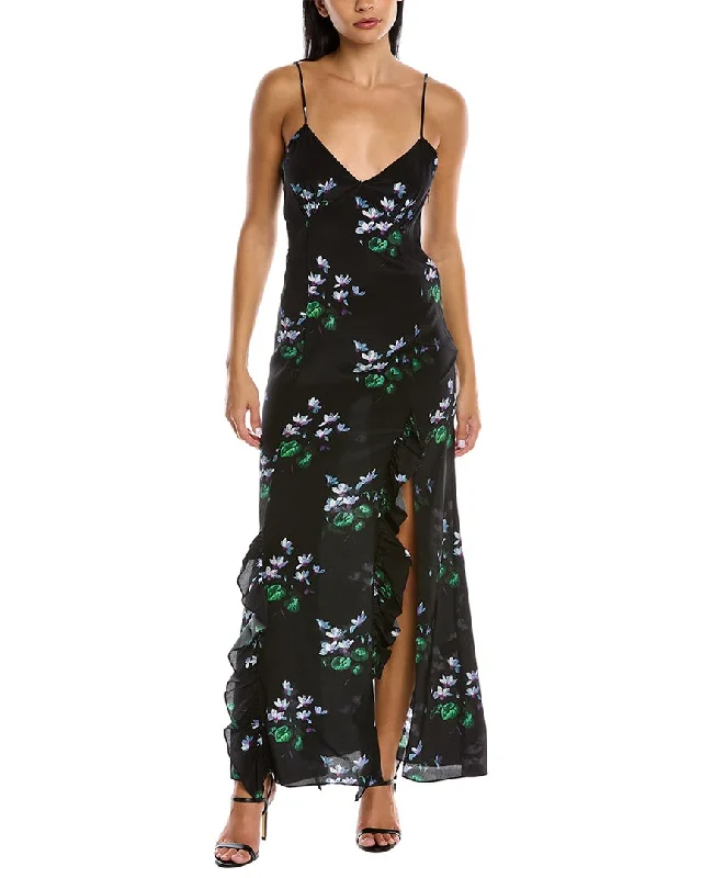 Les Reveries Ruffle Cami Silk Maxi Dress