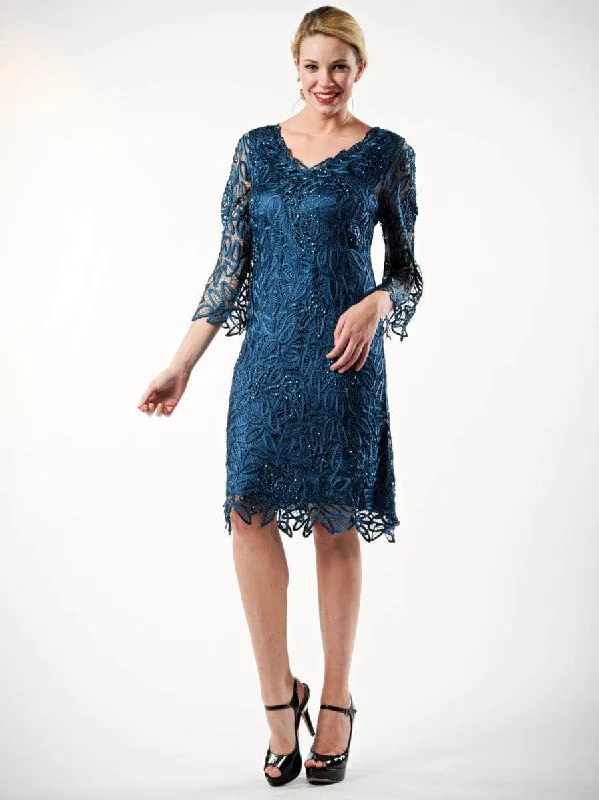 Soulmates C903 - V-Neck Crochet Lace Evening Dress