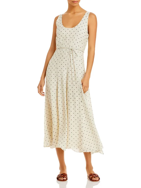 Womens Silk Polka Dot Maxi Dress