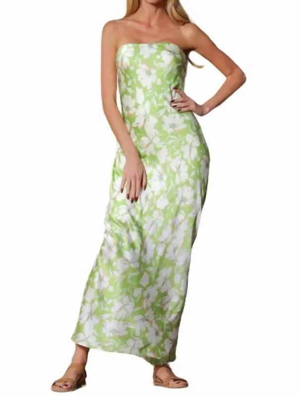 Tube Cowl Back Maxi Dress In Lime Green