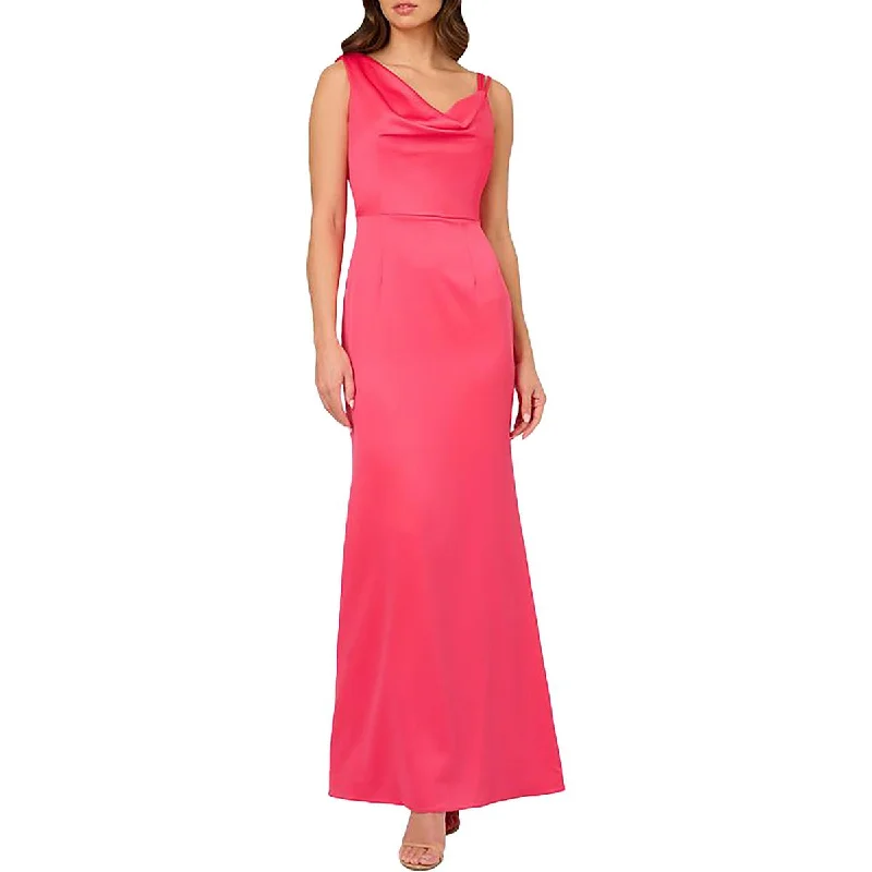 Womens Satin Maxi Evening Dress