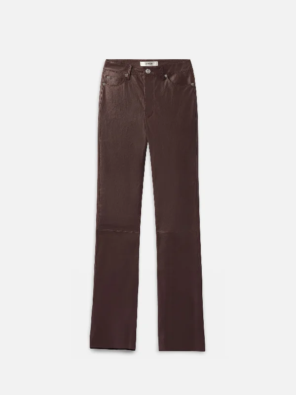 The Slim Stacked Leather Pant -- Espresso