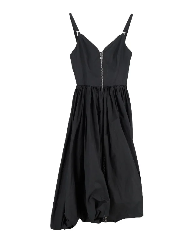 Alexander McQueen Parachute Midi Dress in Black Cotton