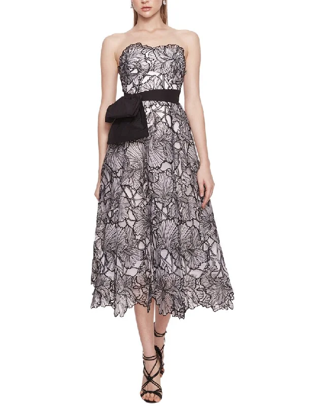 Marchesa Notte Iris Cutwork Midi Dress