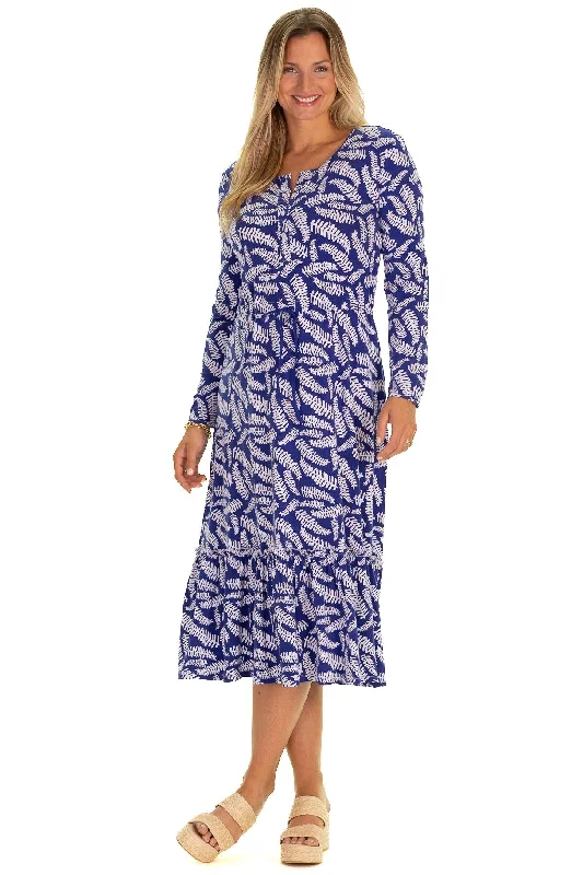 The Mosa Midi Dress in Blue Fern