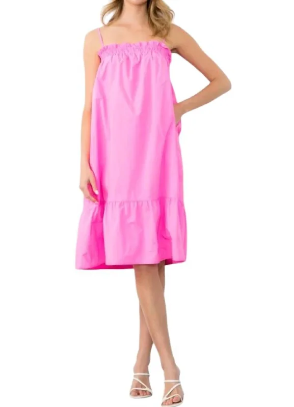 Bright And Airy Midi Dress In Pink