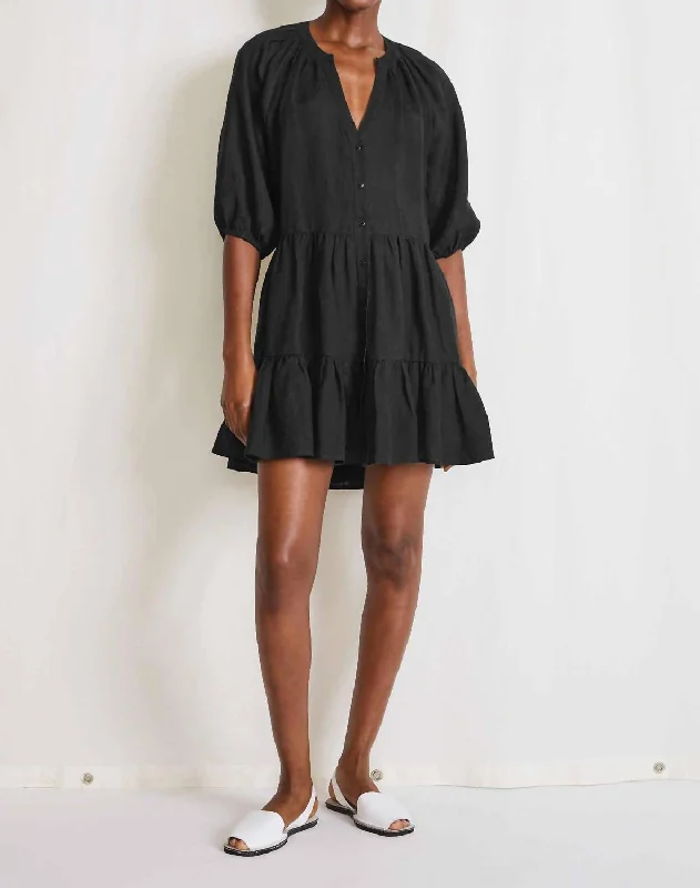 Linen Mini Mitte Dress In Black