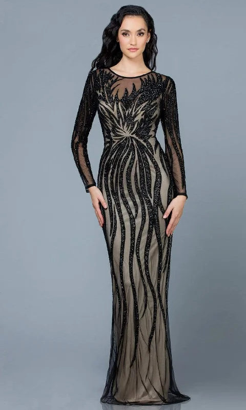 SCALA - 60189 Sequin Embellished Illusion Scoop Dress