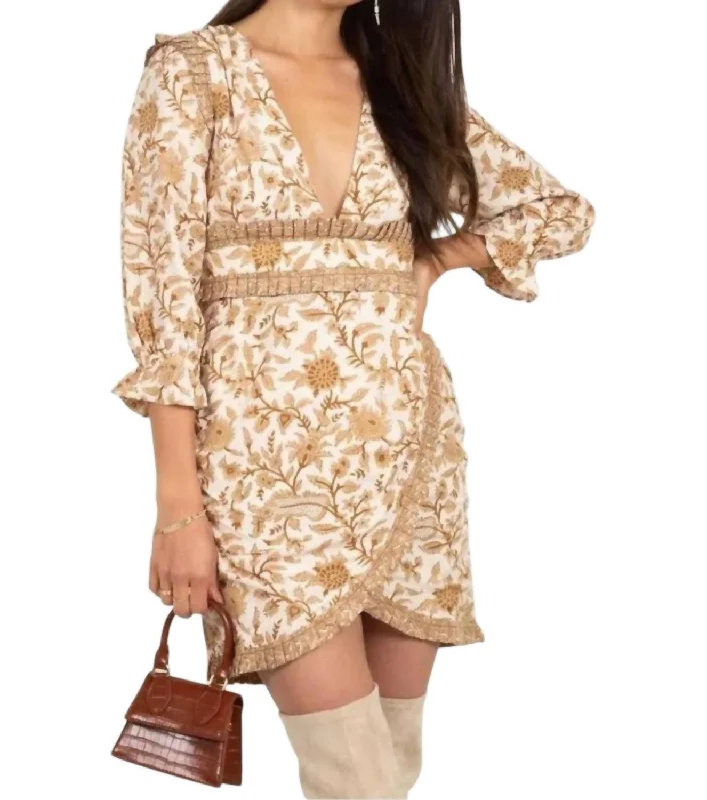 Victoria Mini Dress In Autumn Block Print