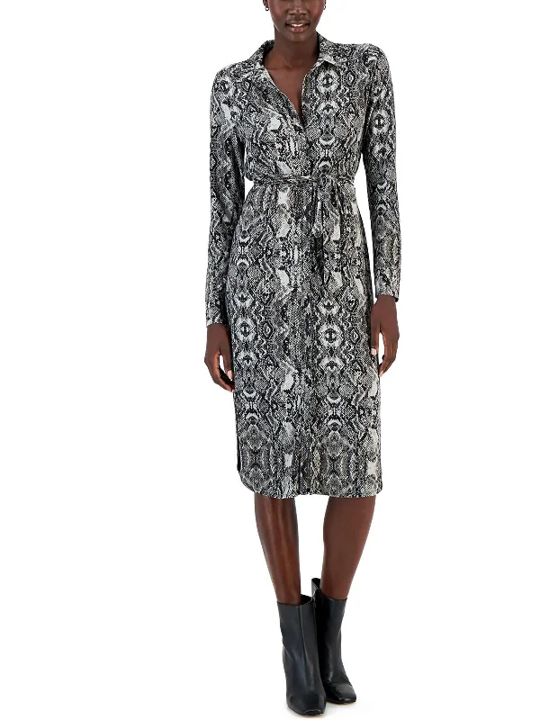 Womens Collar Midi Shirtdress