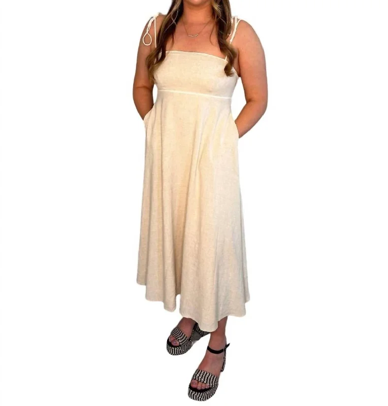 Capsule Linen Midi Dress In Natural