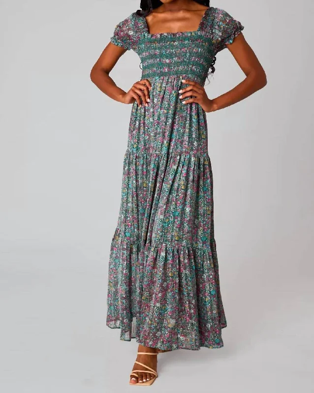 Hattie Smocked Maxi Dress In Sycamore