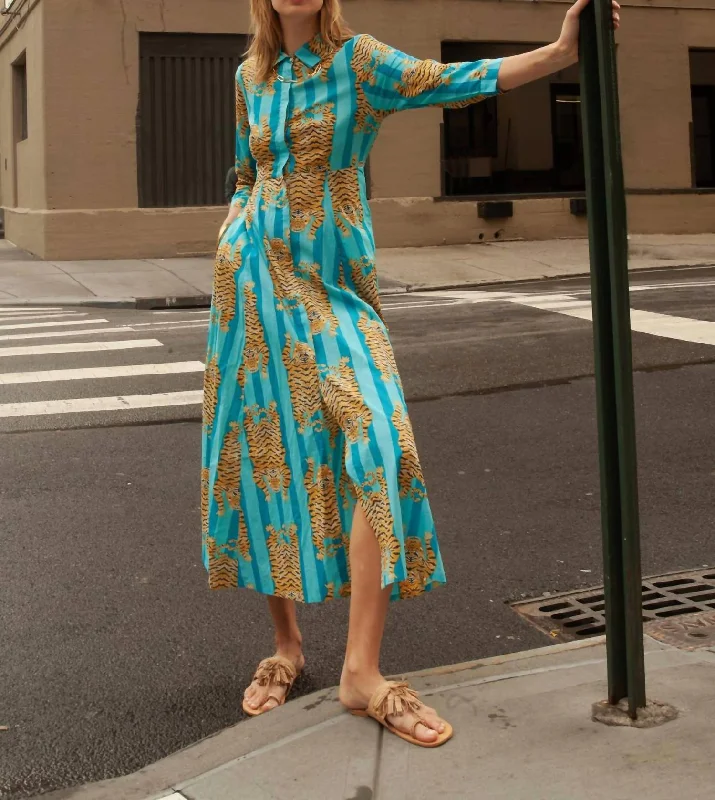 Luciana Maxi Dress In Cyan