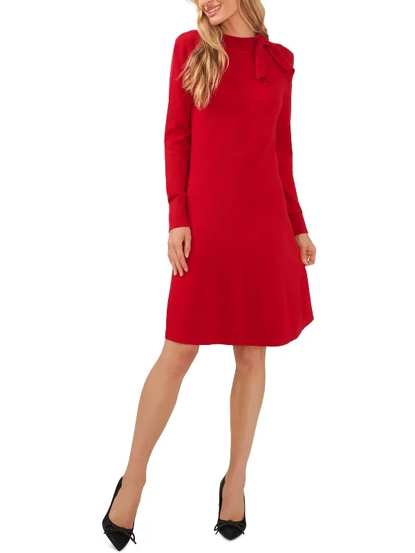 Juniors Womens Mock Neck Midi Sweaterdress