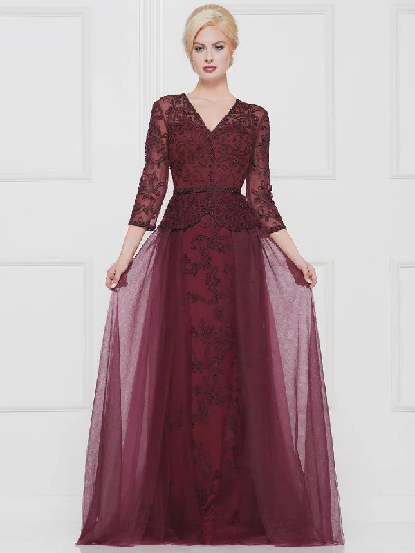 Marsoni By Colors - Embroidered Gown with Tulle Overskirt M267S