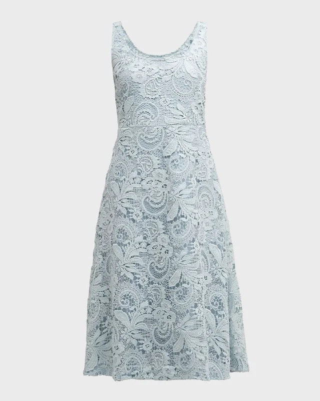 Jacqueline Sleeveless Floral Lace Midi Dress