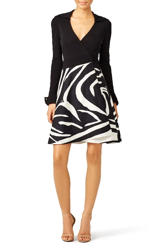 Black Amelianna Print Wrap Dress