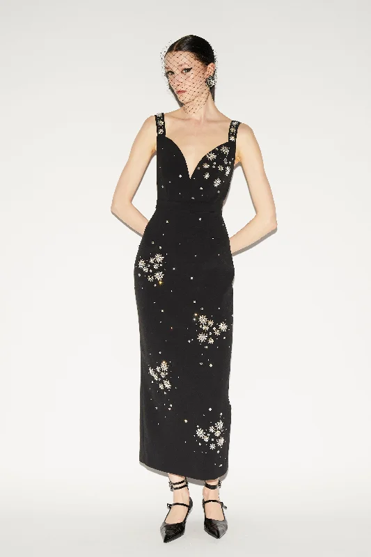 BRANDY DRESS BLACK EMBELLISHED CREPE