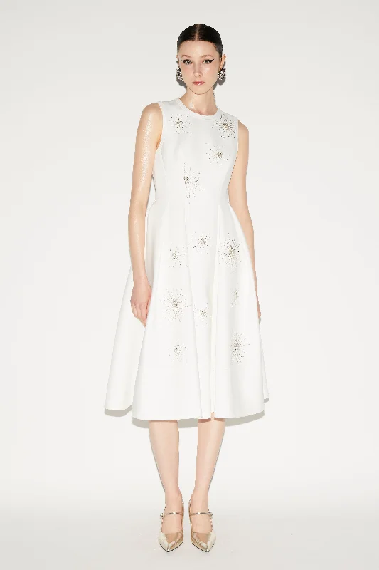 MAY DRESS WHITE EMBELLISHED SCUBA