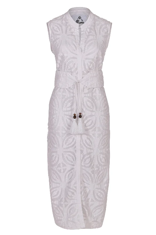 Pearl & Caviar Belted Dress - White