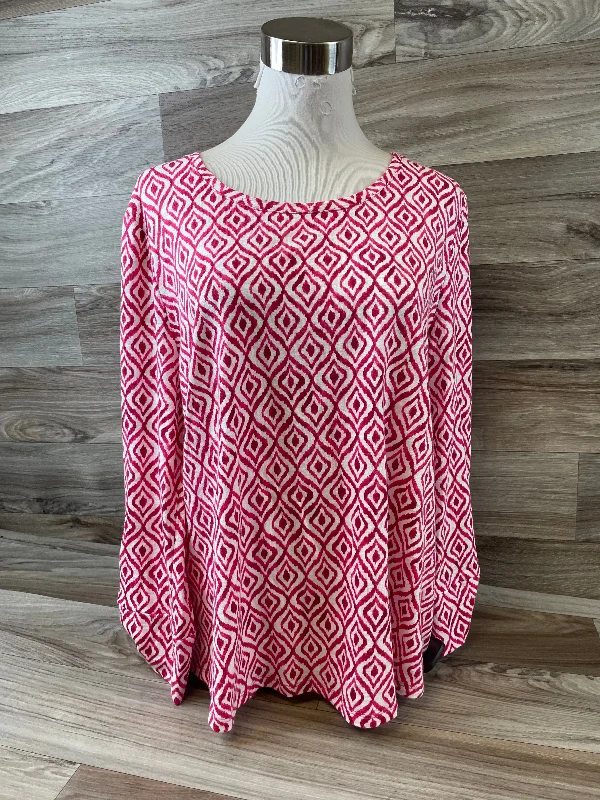 Top 3/4 Sleeve Basic By Chicos In Red & White, Size: L